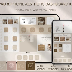 Neutral iPad Home Screen Kit – iOS 18 Icons, Widgets & Wallpaper (Digital Download)