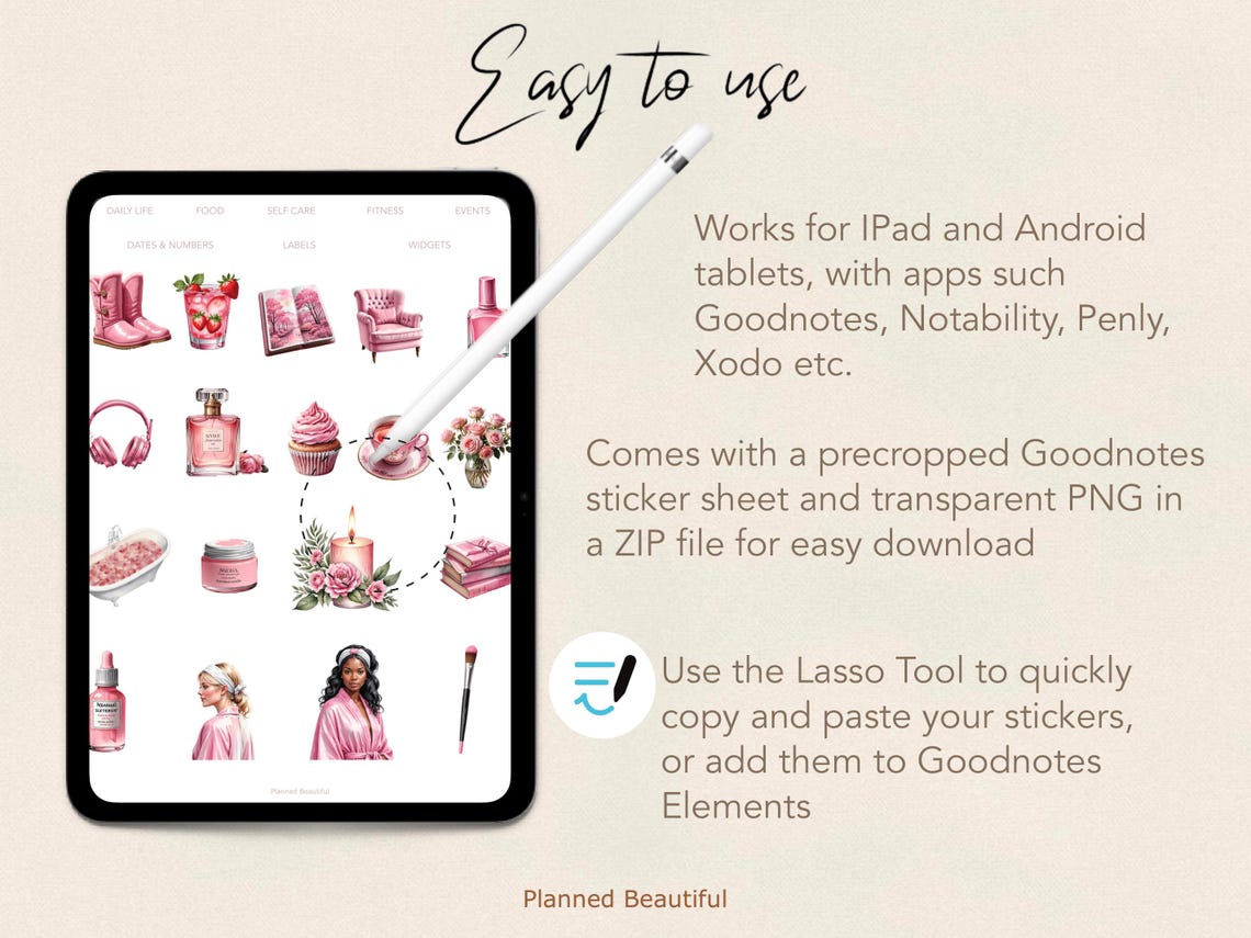 Pink Aesthetic Everyday Digital Stickers for Goodnotes, Daily Life ...
