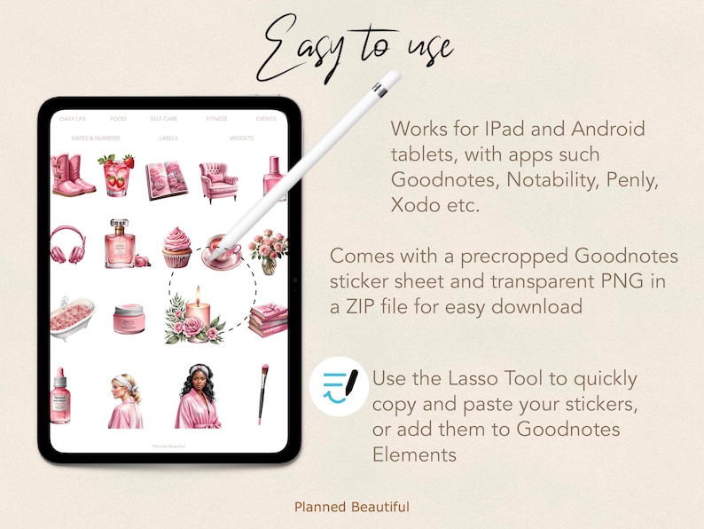 Pink Aesthetic Everyday Digital Stickers for Goodnotes, Daily Life ...