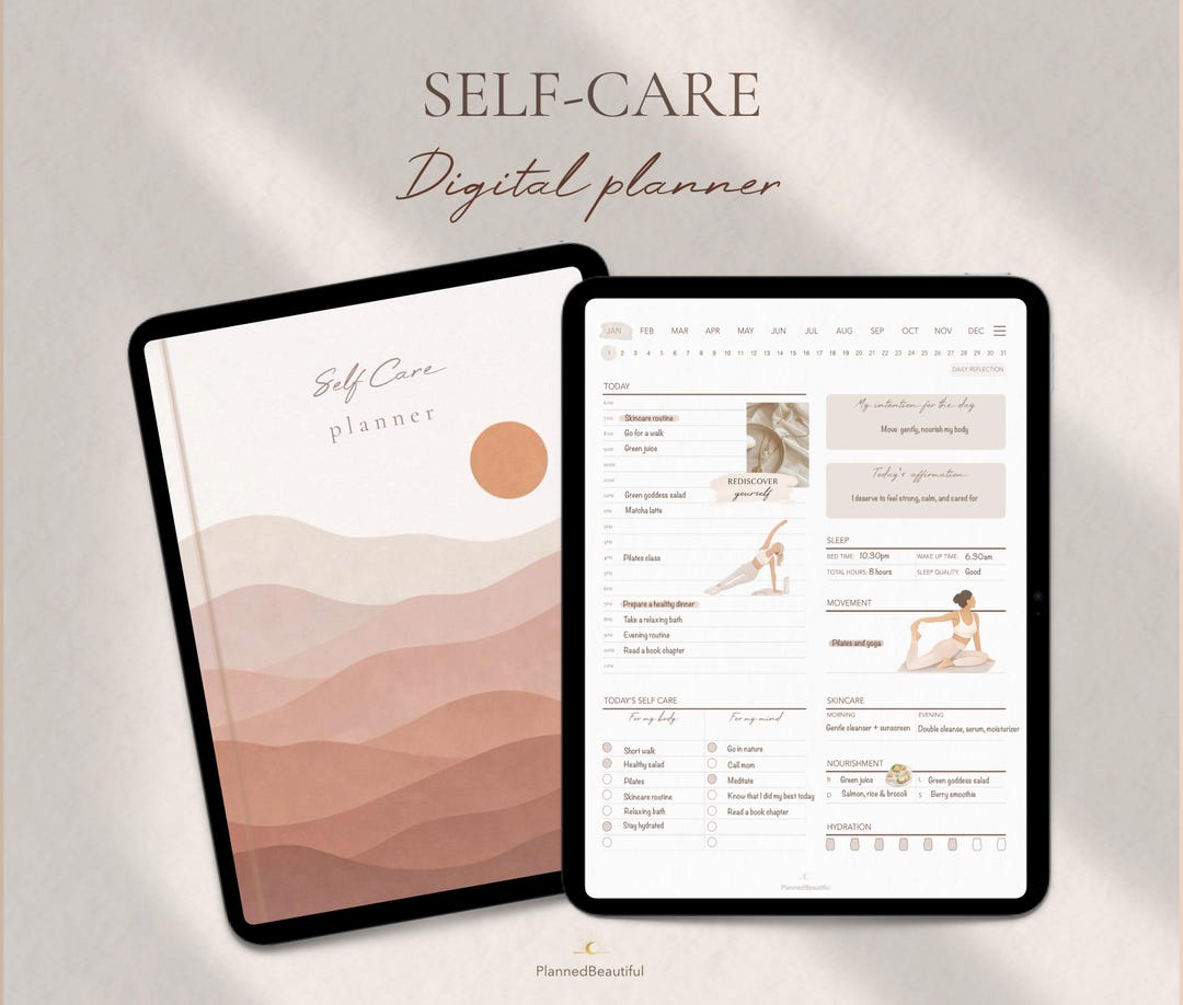 Digital Self Care Planner Aesthetic Digital Journal, Minimalist Neutral ...