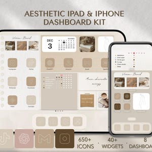 Neutral iPad Home Screen Kit – iOS 18 Icons, Widgets & Wallpaper (Digital Download)