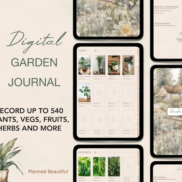 Agenda numérique de jardin, liste de choses à faire dans le jardin, liste de tâches de jardinage, suiveur de jardin, agenda Goodnotes, journal de jardin, journal de potager