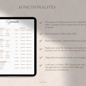 2026 Digital Planner Goodnotes, Minimalist French Agenda (Digital Download, PDF) image 3