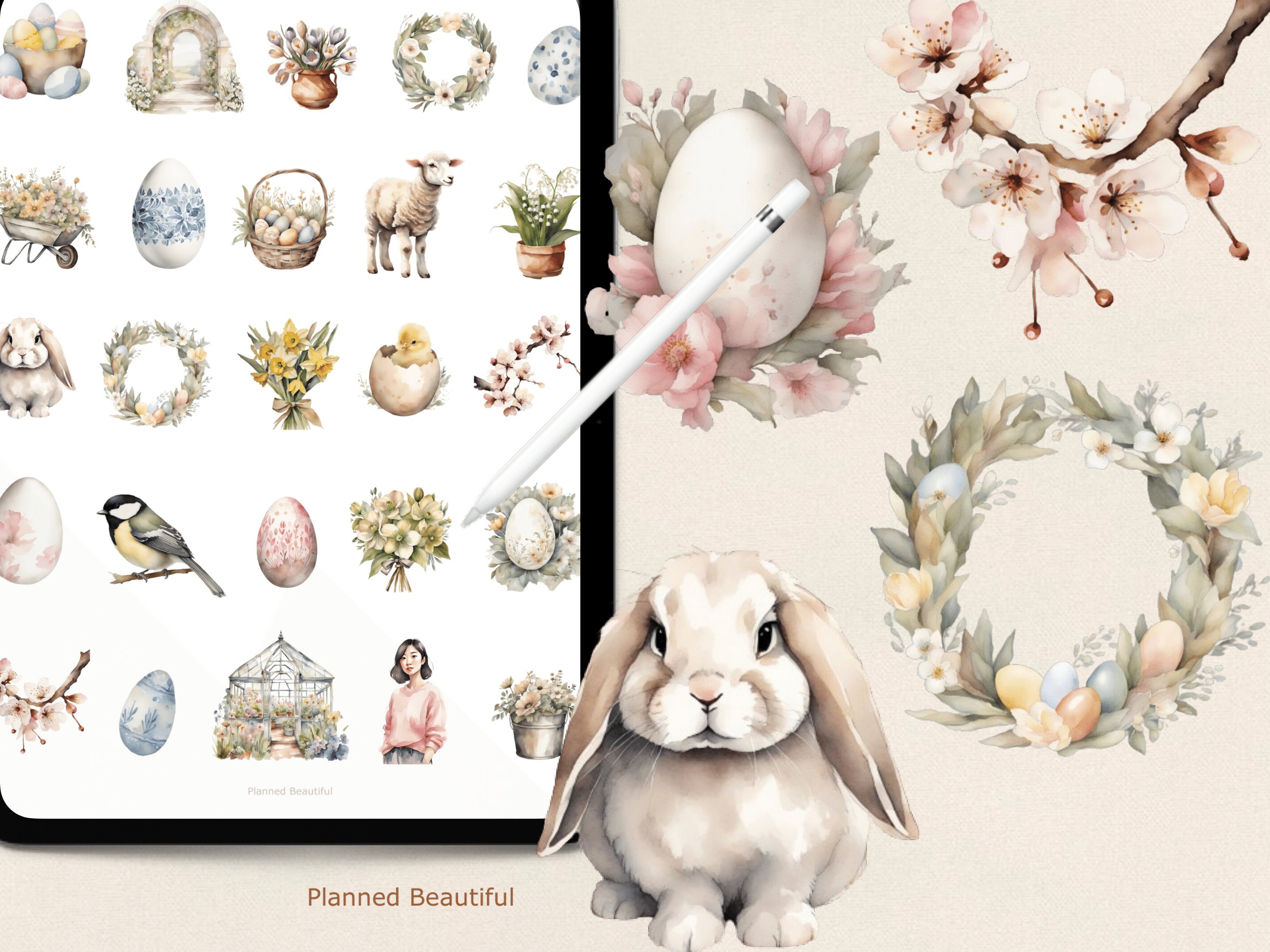 Spring Digital Stickers, Easter Digital Sticker Pack, Neutral Goodnotes ...