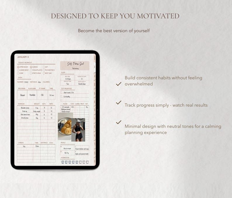 Digital Fitness Planner for Goodnotes, Workout Planner Template iPad, Weight Loss Tracker Journal, Exercise and Gym Log, Meal Planner List image 8
