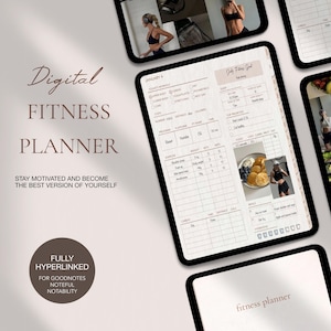 Digital Fitness Planner for Goodnotes,  Workout Planner Template iPad, Weight Loss Tracker Journal, Exercise and Gym Log, Meal Planner List