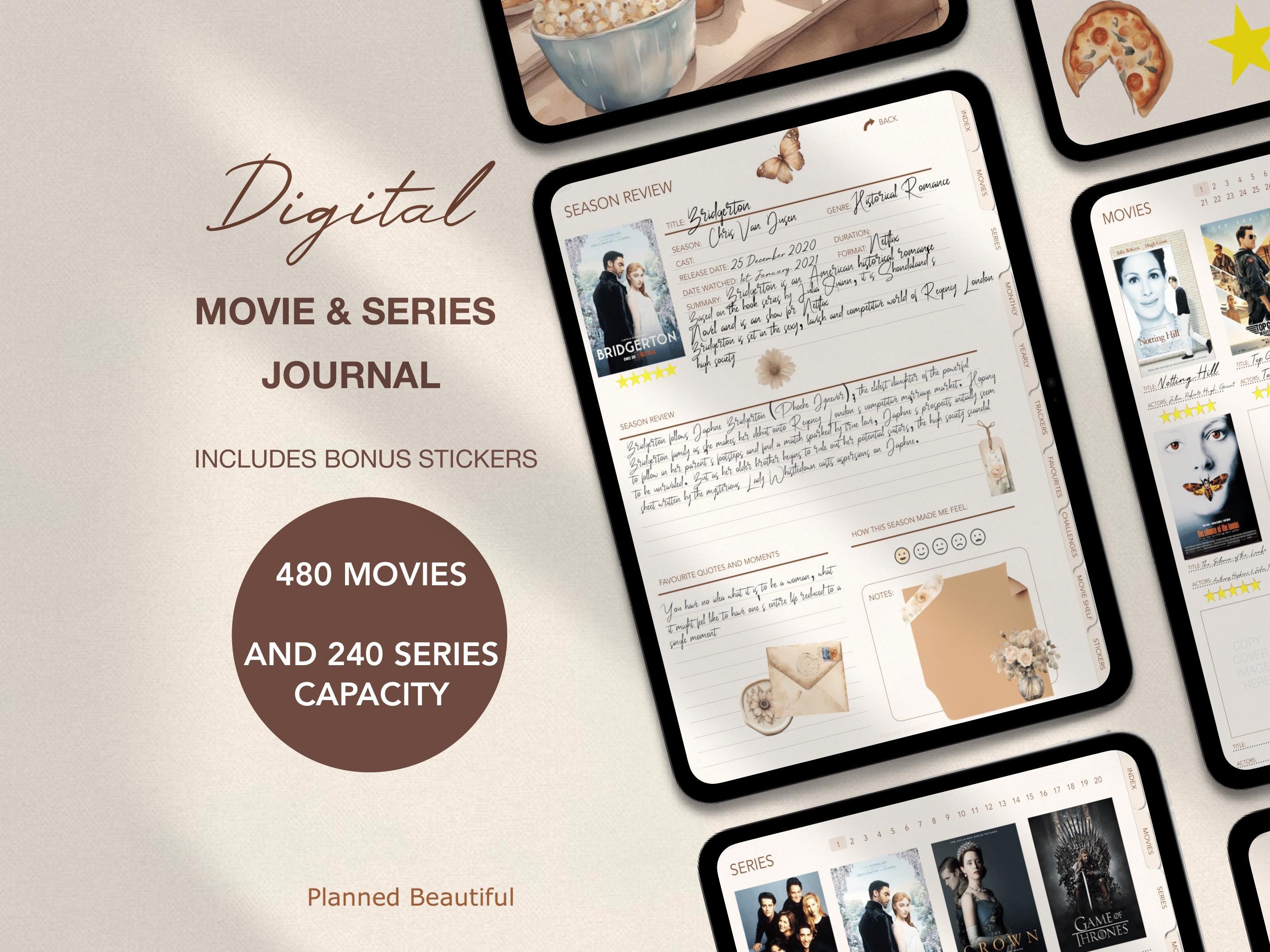 Digital Movie and Series Journal, Movie Planner for Goodnotes, Movie Tracker for iPad, Series Review, Watching Journal For Notability Penly