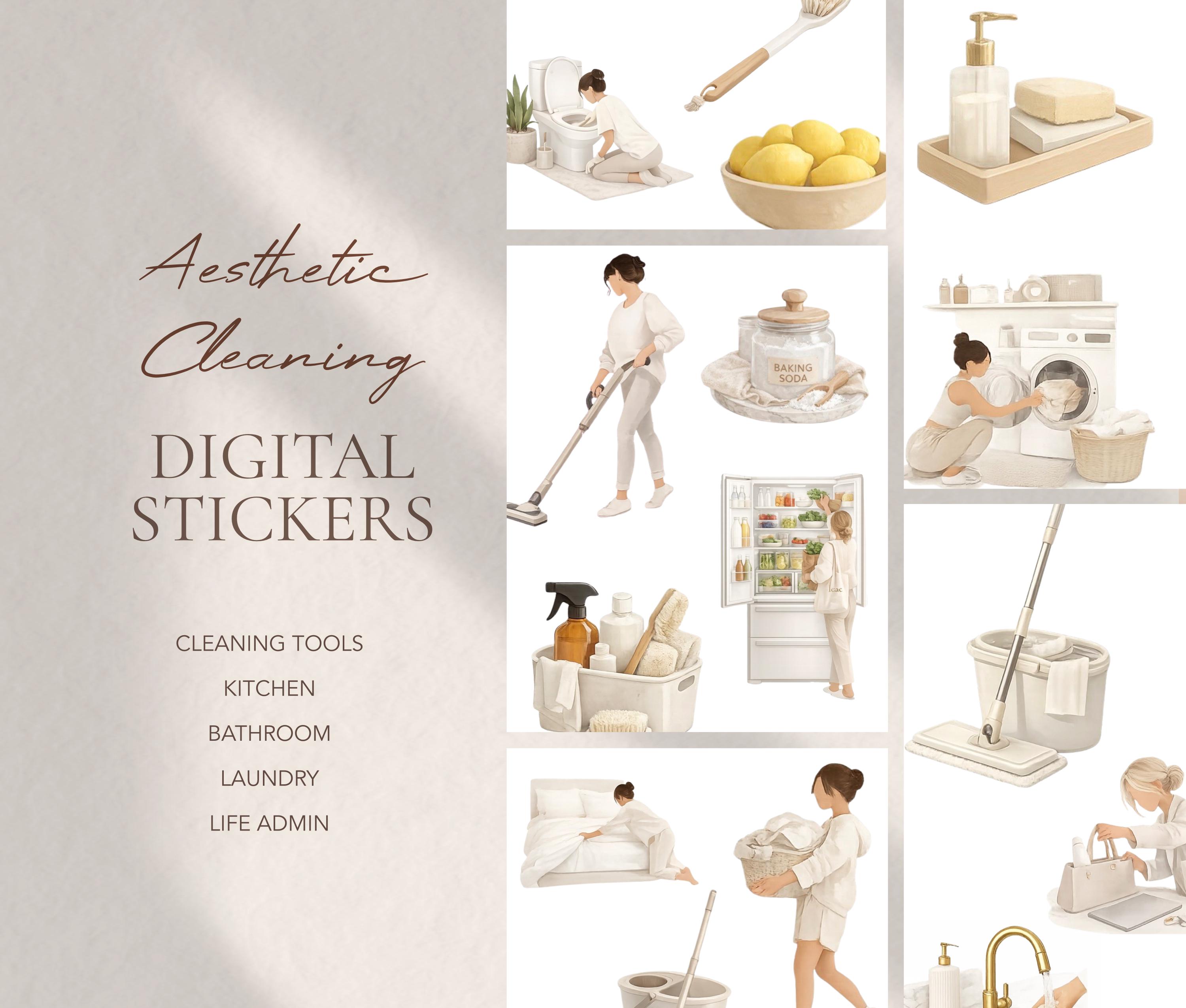 Cleaning Planner Stickers for Digital Planner | Reset Routine Stickers ...