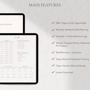 Digital Fitness Planner for Goodnotes, Workout Planner Template iPad, Weight Loss Tracker Journal, Exercise and Gym Log, Meal Planner List image 2