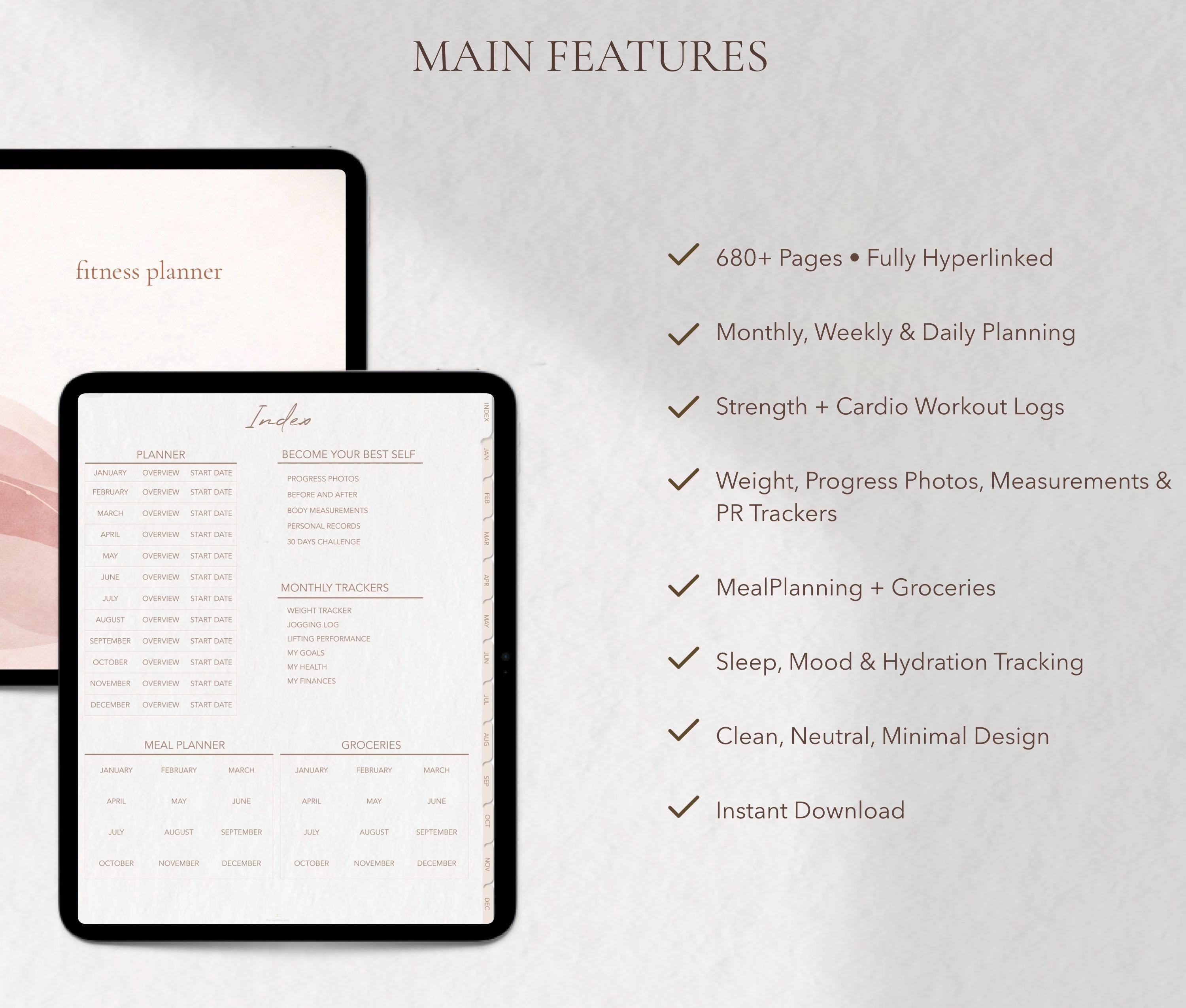 Digital Fitness Planner for Goodnotes, Workout Planner Template Ipad ...