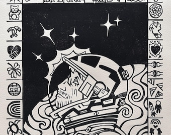 Project Hail Mary Ryland Grace Star Man Linocut Relief Print