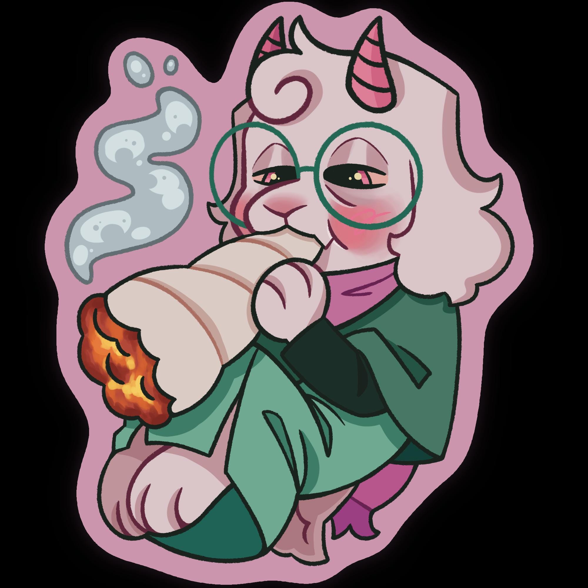 Deltarune Ralsei Smoking a Fat Blunt Vinyl Waterproof Sticker - Etsy