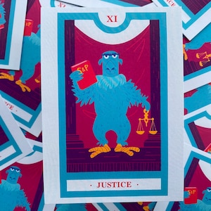 Impressão de ilustração de carta de tarô inspirada em Sam Eagle's Justice - Muppets