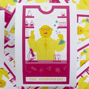 Bunsen, o Hierofante - impressão de ilustração de carta de tarô inspirada em muppets