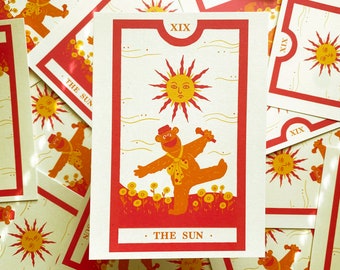 Impression d'illustrations de cartes de tarot The Sun - Fozzie - inspirée des muppets