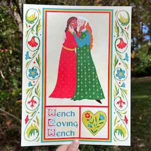 Wench Loving Wench WLW Medieval Pride Print Sticker - 5x7 and 8.5x11 art illustration