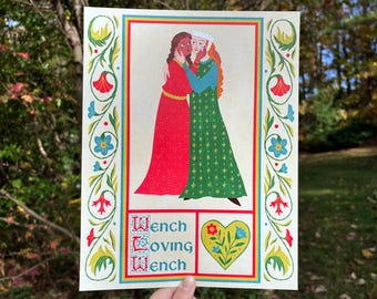 Wench Loving Wench WLW Medieval Pride Print Sticker - 5x7 and 8.5x11 art illustration