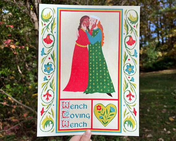 Wench Loving Wench WLW Medieval Pride Print Sticker - 5x7 and 8.5x11 art illustration