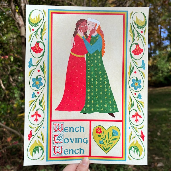 Adesivo stampato "Wench Loving Wench WLW Medieval Pride" - Illustrazione artistica 5x7 e 8,5x11