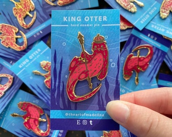 King Otter Hard Enamel Pin | 2 inch gold lapel badge