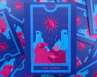 The Moon - Rowlf - muppets inspired tarot card illustration print