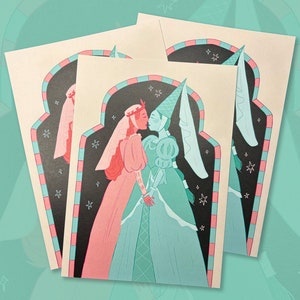 Amor cortés - Princesas sáficas Queer Impresión ilustrada