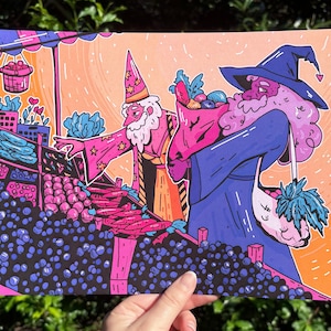 Maridos magos en el mercado de agricultores - Queer Illustrated Print