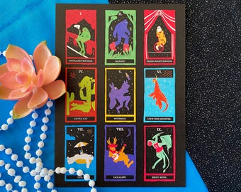 Cryptid Tarot Cards - art print illustration mothman bigfoot nessie