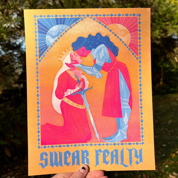 Giura fedeltà Stampa fantasy medievale saffica - Stampa artistica originale