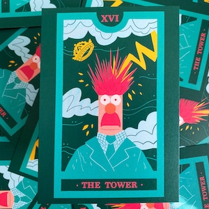 Beaker the Tower - ilustração de carta de tarô inspirada nos Muppets