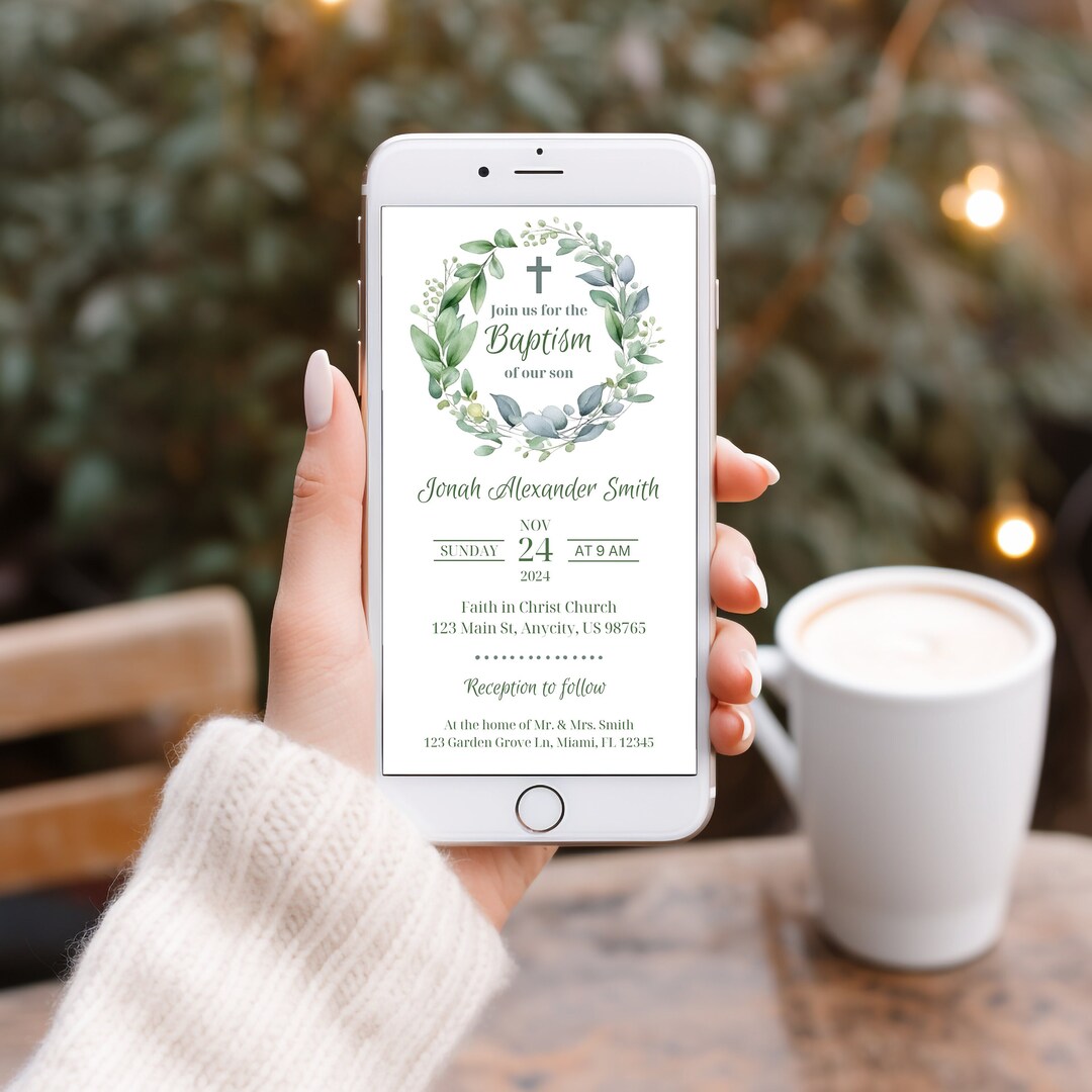 Digital Baptism Invitation Evite, Text Invites, Electronic Template ...