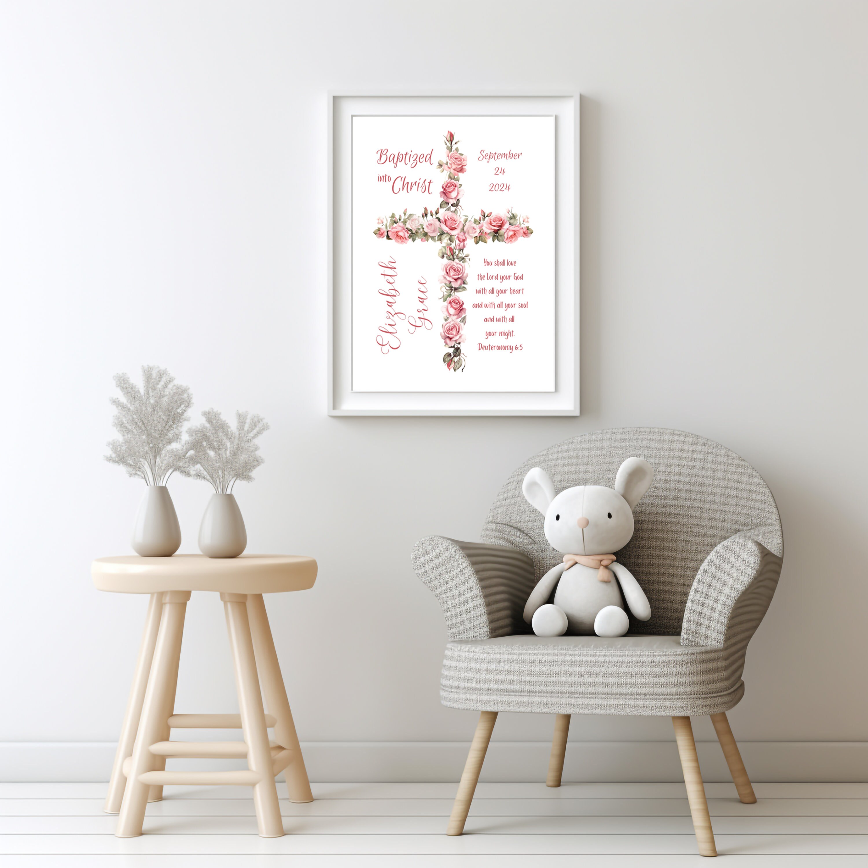 Baptism Girl Digital Printable, Personalize in Canva, Custom Template ...
