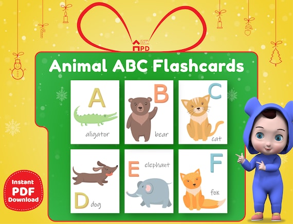Flash Cards 26 Alphabet With Animal Masks – Giant ABC Learning Cards ...