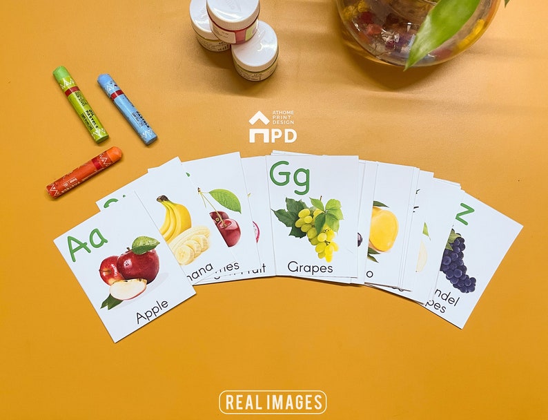 Preschool Printable Flashcards Fruits Real Pictures ABC Alphabet ...