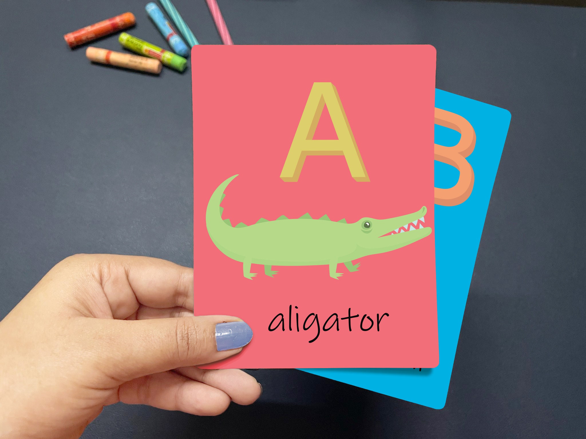 Oversized Preschool Printable Flashcards Cute Colourful ABC Animal Big ...