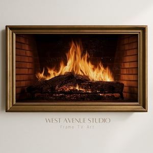 Cozy Fireplace Frame TV Art, Glowing Wood Fire & Amber Flames, Rustic Farmhouse Winter Decor, Digital Download
