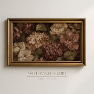 Fall Frame TV Art, Moody Vintage Floral Painting, Autumn Flowers for Samsung Frame TV, Dark Botanical 4K Digital Download, Cozy Home Decor