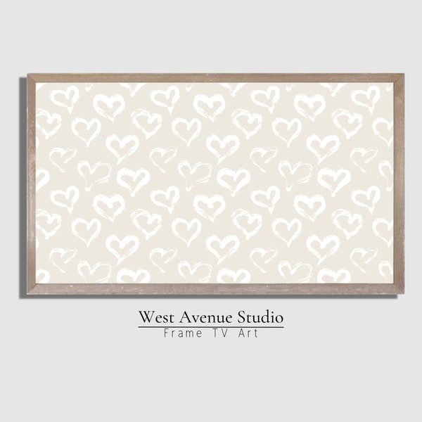 Samsung Frame TV Art Valentines Day Artwork,Heart Decor, Farmhouse Art, White & Neutral Aesthetic,  Instant Download, 256TV