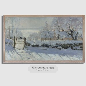 Samsung Frame TV Art, Winter Scene, Claude Monet Oil Painting, The Magpie, Snowy Landscape Art, Digital TV Art, Instant Download #144TV