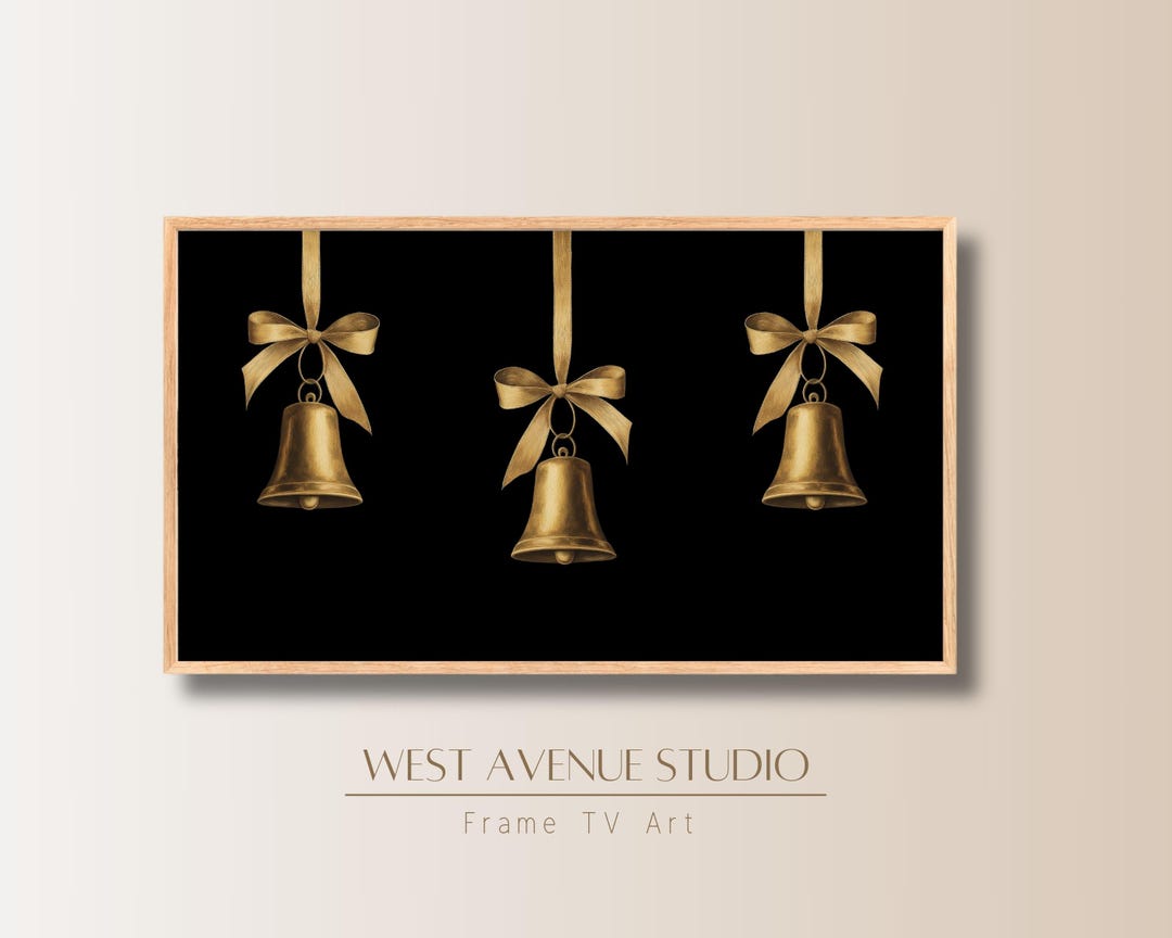 Bells Photo Frame Gold Christmas Bells Frame TV Art: Holiday Decor (digital Download) - Etsy