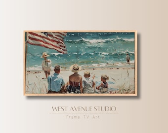 4th of July Frame TV Art: Americana Beach Scene (Digital Download)