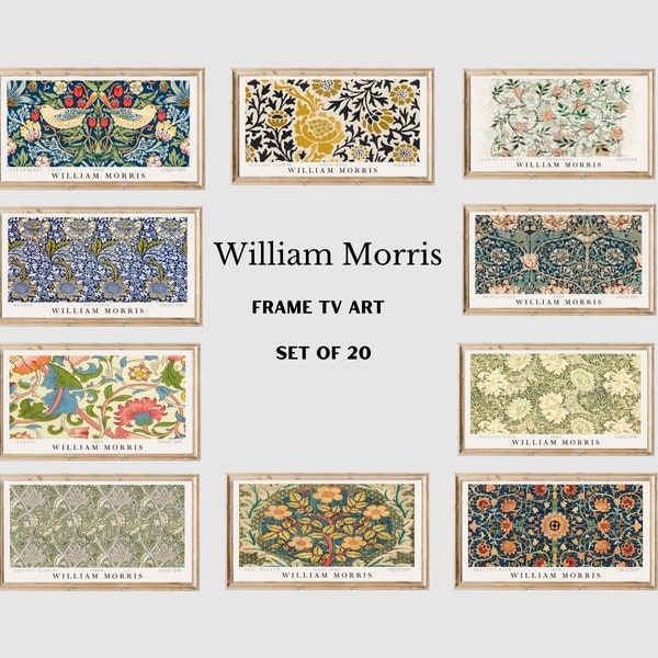 Samsung Frame TV Art Set of 20 William Morris Art Nouveau| Frame TV Art Collection| Museum Style Art| With or Without Captions| #154