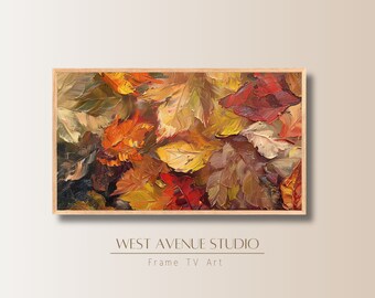 Samsung Frame TV Art: Textured Fall Leaves Oil Painting (Digital Download)