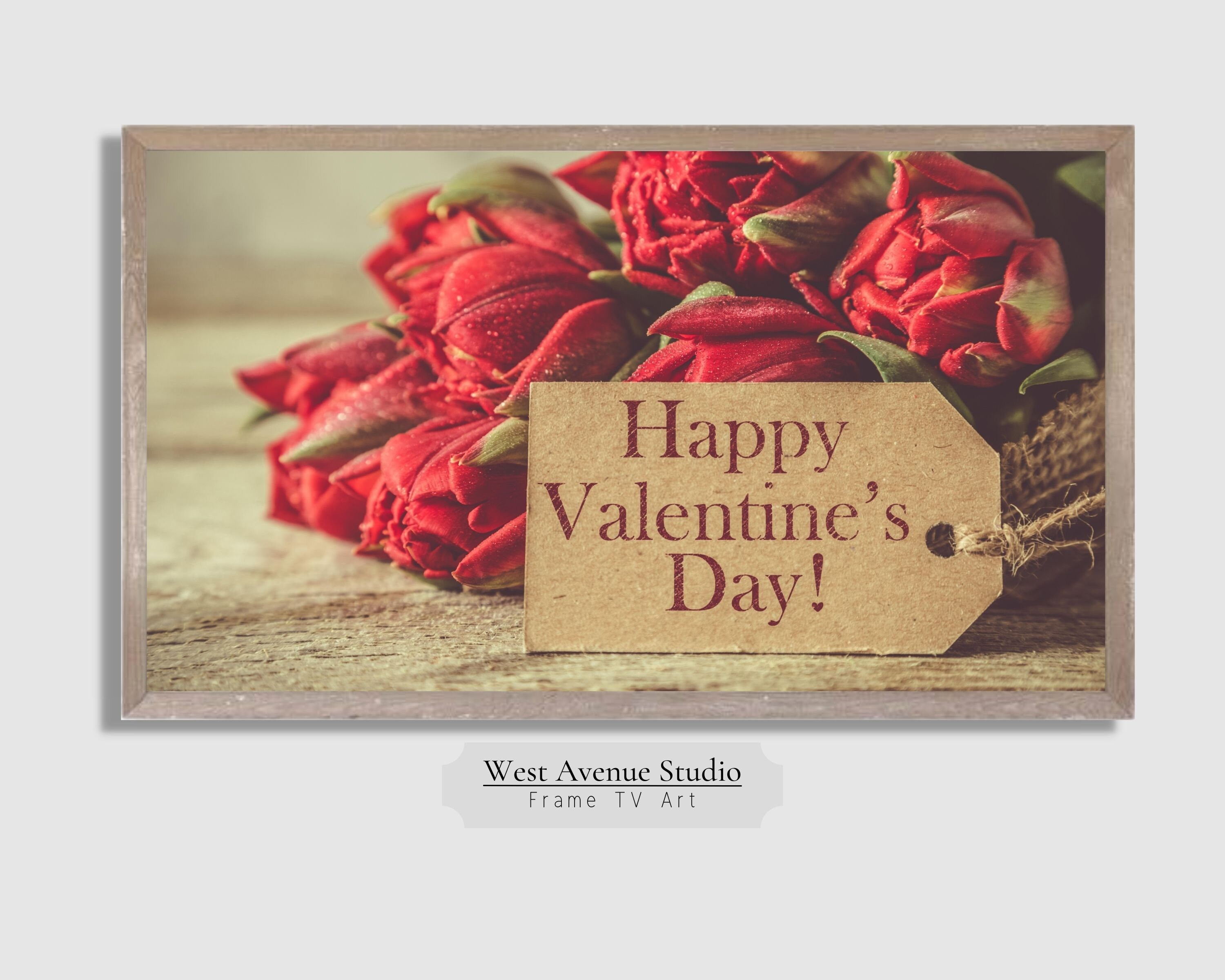 Valentines Day Decor Digital TV Art TV Frame Art Samsung Frame TV Art Instant Download #018 Happy Valentines Day with Roses
