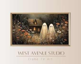 Vintage Ghost Wildflower Oil Painting for Samsung Frame TV (Digital Download