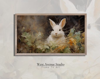 Samsung Frame TV Art Spring, Rabbit Oil Painting,Antique Farmhouse Art, Peter Rabbit, Spring Trending Instant Download, Screen Saver, #260