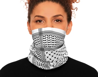 Palestine Keffiyeh Lightweight Neck Gaiter Palestinian Keffiyeh Mask Palestinian Gaza Keffiya Face Mask Black and White Free Palestine