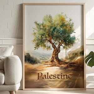 Islamic Palestine Wall Art Digital Print Palestine Olive Tree Artwork For Living Room Muslim Art Poster Watercolour Painting Islamic Gift