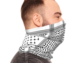 Palestine Keffiyeh Lightweight Neck Gaiter Palestinian Keffiyeh Mask Palestinian Gaza Keffiya Face Mask Black and White Free Palestine
