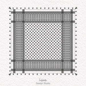 Palestinian Keffiyeh Scarf Pattern Digital Download Black and White Scarf High Resolution